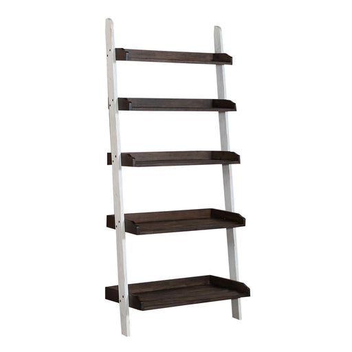 Farmhouse Leaning Bookcase in White/Oak - Furniture House (VA)
