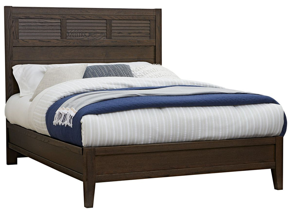Vaughan-Bassett Passageways Charleston Brown Cal King Louvered Bed with Low Profile Footboard in Dark Brown image