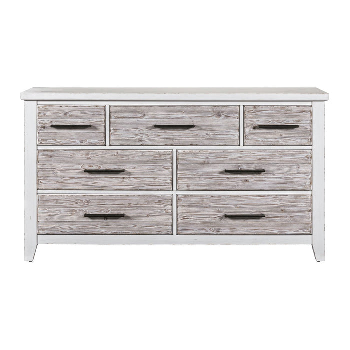 Backroads Dresser in Weathered White/Parchment Brown - Furniture House (VA)