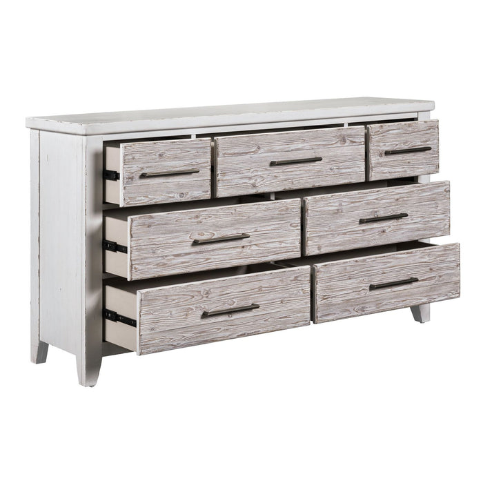 Backroads Dresser in Weathered White/Parchment Brown - Furniture House (VA)