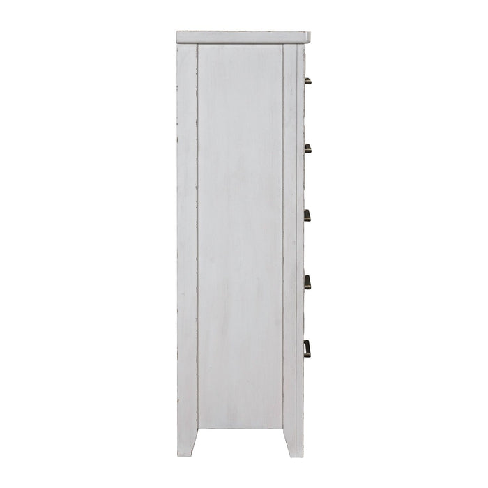 Backroads Drawer Chest in Weathered White/Parchment Brown - Furniture House (VA)