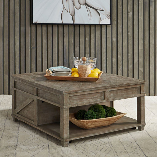 Parkland Falls Square Lift Top Cocktail Table in Weathered Taupe - Furniture House (VA)