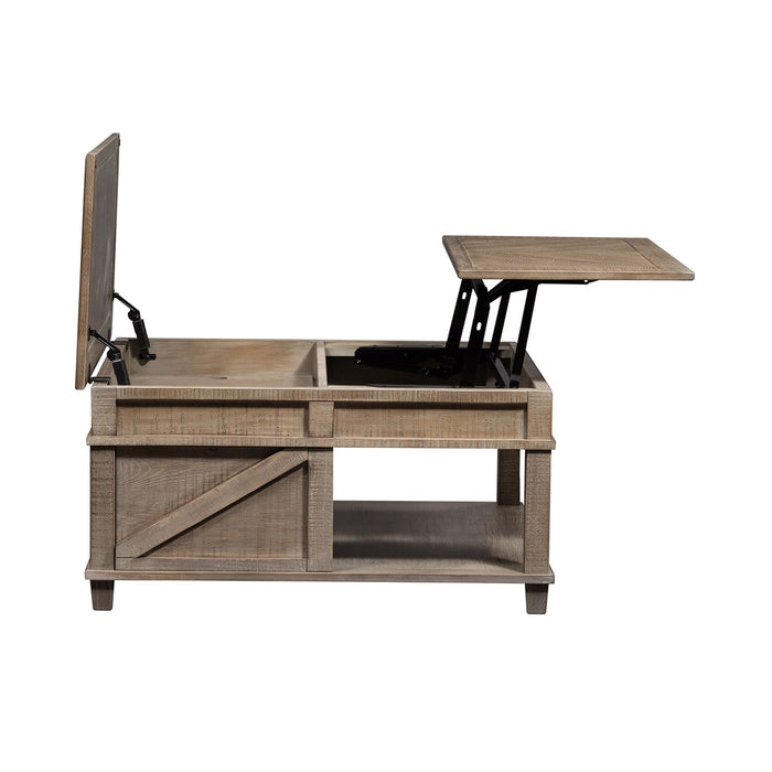 Parkland Falls Square Lift Top Cocktail Table in Weathered Taupe - Furniture House (VA)