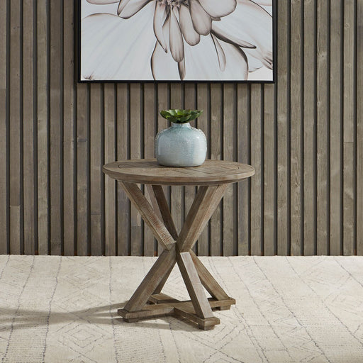 Parkland Falls Round End Table in Weathered Taupe image