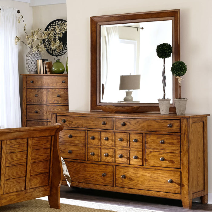 Grandpas Cabin Queen Sleigh Bed, Dresser & Mirror, Chest