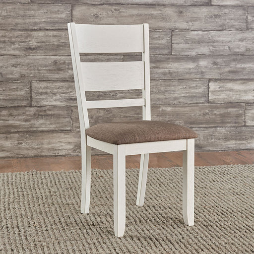 Liberty Furniture Brook Bay Slat Back Uph Side Chair (Set of 2) in Textured White image