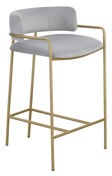 Comstock Upholstered Low Back Stool Grey and Gold - Furniture House (VA)