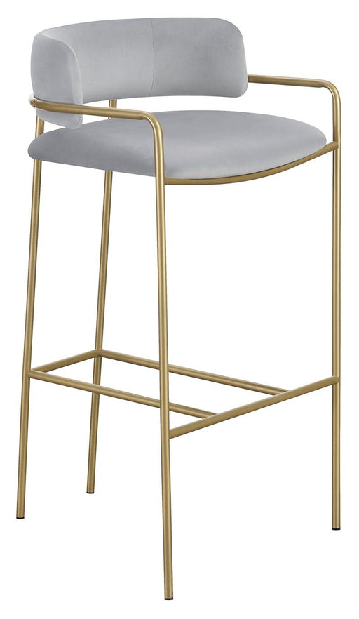 Comstock Upholstered Low Back Stool Grey and Gold - Furniture House (VA)