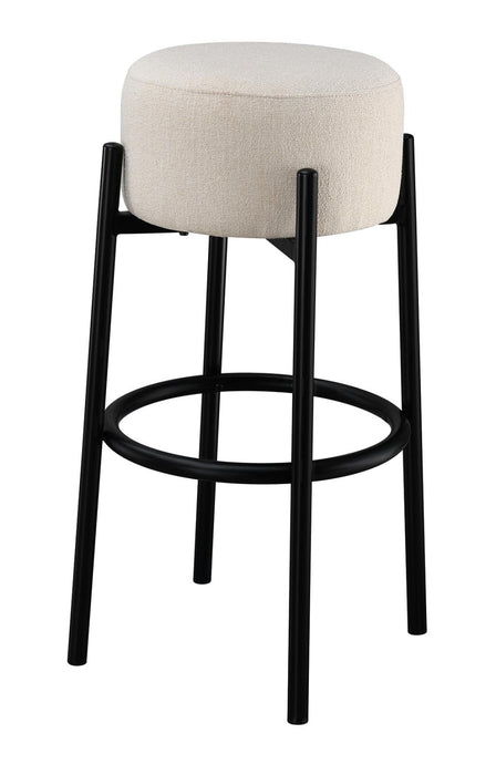 Leonard Upholstered Backless Round Stools White and Black (Set of 2) - Furniture House (VA)