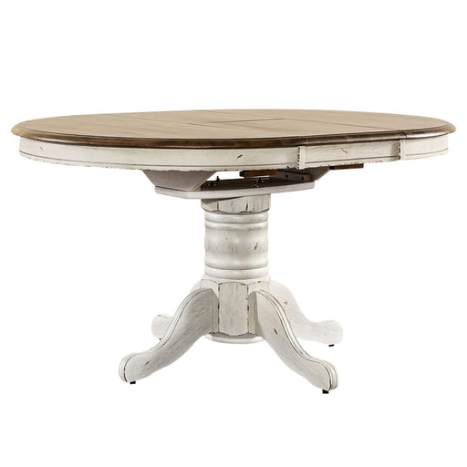 Carolina Crossing Pedestal Table Set- White - Furniture House (VA)