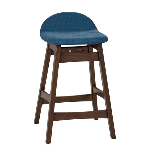 Space Saver 24" Counter Chair (Blue) in Satin Walnut (Set of 2) - Furniture House (VA)