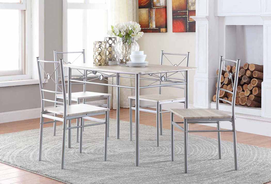 Anna Fontana 5-piece Rectangular Dining Set Brushed Silver - Furniture House (VA)