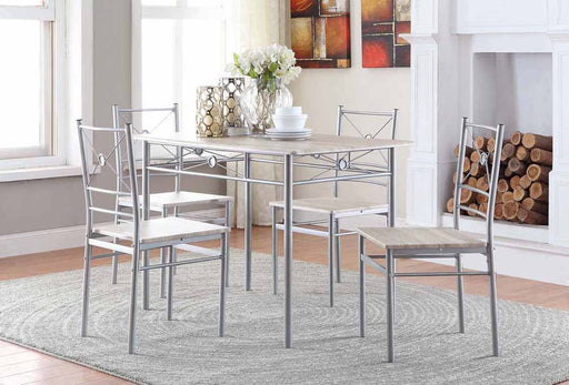 Anna Fontana 5-piece Rectangular Dining Set Brushed Silver - Furniture House (VA)