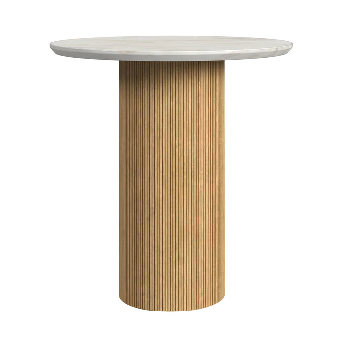 Sylvie Round End Table with White Faux Marble Top and Base
