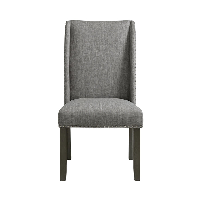 Everdeen Side Chair w/ Grey Fabric and Nail Heads in Charcoal (2 Per Carton)