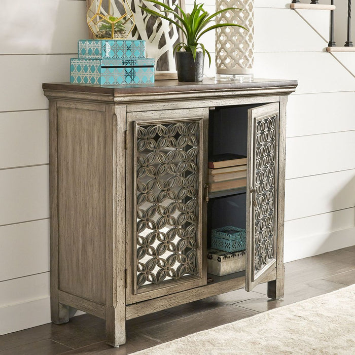 Liberty Furniture Westridge 2 Door Accent Cabinet in Wire Brushed Gray and White