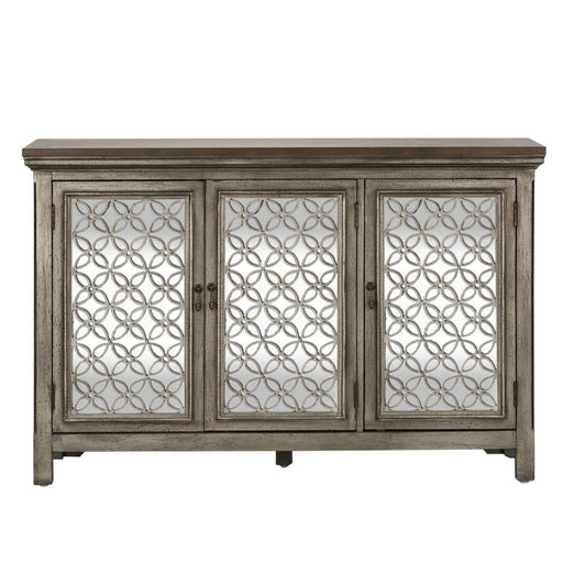 Liberty Furniture Westridge 3 Door Accent Cabinet in Wire Brushed Gray and White image