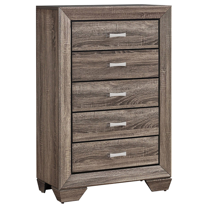Kauffman 5-drawer Chest Washed Taupe - Furniture House (VA)