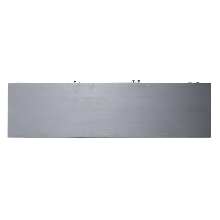 Marisol 65 Inch 3 Door Accent TV Stand in Weathered Honey and Soft Wash Gray image
