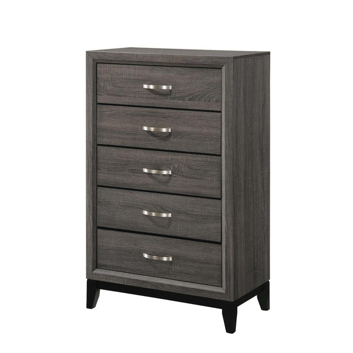 Watson 5-drawer Chest Grey Oak and Black - Furniture House (VA)