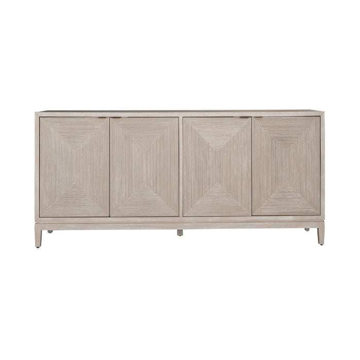 Kinsley 4 Door Accent Cabinet in Washed Taupe & Silver Champagne EST SHIP TIME APPX 4 WEEKS - Furniture House (VA)