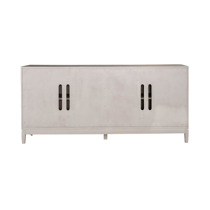 Kinsley 4 Door Accent Cabinet in Washed Taupe & Silver Champagne EST SHIP TIME APPX 4 WEEKS - Furniture House (VA)