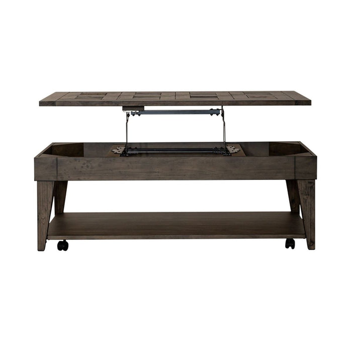 Liberty Furniture Arrowcreek Lift Top Cocktail Table in Weathered Stone image