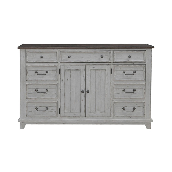 River Place 9 Drawer Dresser in Riverstone White and Tobacco - Furniture House (VA)