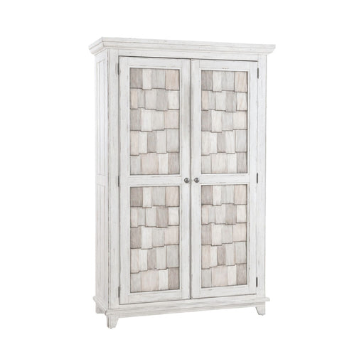 River Place Armoire in Riverstone White and Tobacco image