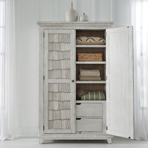 River Place Armoire in Riverstone White and Tobacco - Furniture House (VA)