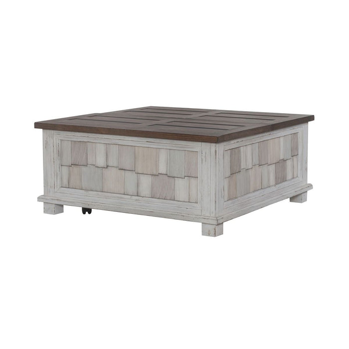 Liberty Furniture River Place Lift Top Storage Cocktail Table in Riverstone White & Tobacco image