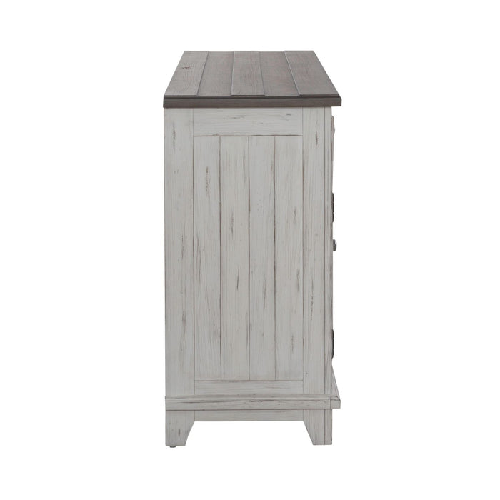 River Place Accent Server in Riverstone White & Tobacco - Furniture House (VA)