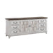 River Place Entertainment Console in Riverstone White/Tobacco - Furniture House (VA)