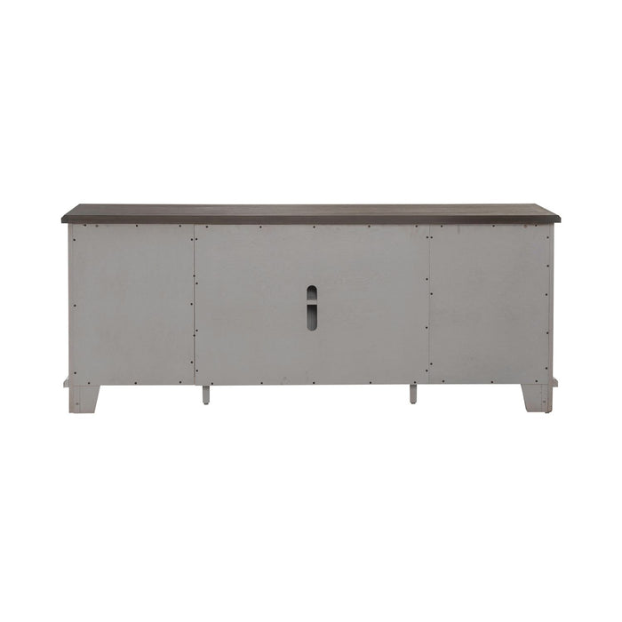 River Place Entertainment Console in Riverstone White/Tobacco - Furniture House (VA)