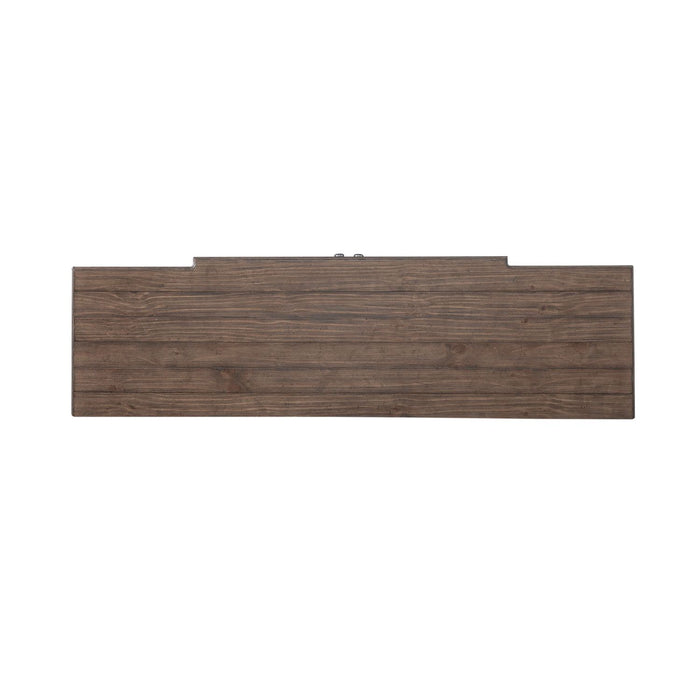 River Place Breakfront Server in Riverstone Gray & Tobacco - Furniture House (VA)