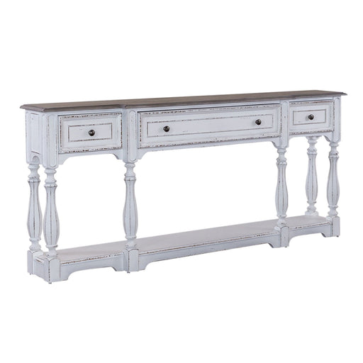 Magnolia Manor 72 Inch Hall Console Table in Antique White Base w/ Weathered Bark Tops - Furniture House (VA)
