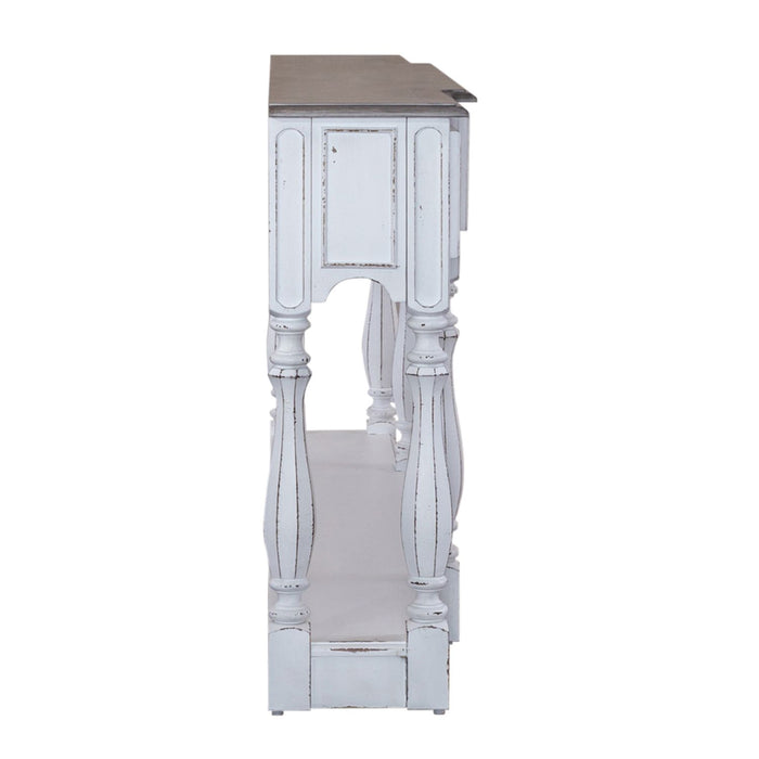 Magnolia Manor 72 Inch Hall Console Table in Antique White Base w/ Weathered Bark Tops - Furniture House (VA)