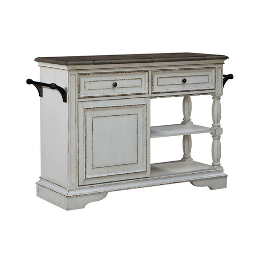 Magnolia Manor Bar Cart in Antique White & Weathered Bark EST SHIP TIME APPX 4 WEEKS - Furniture House (VA)