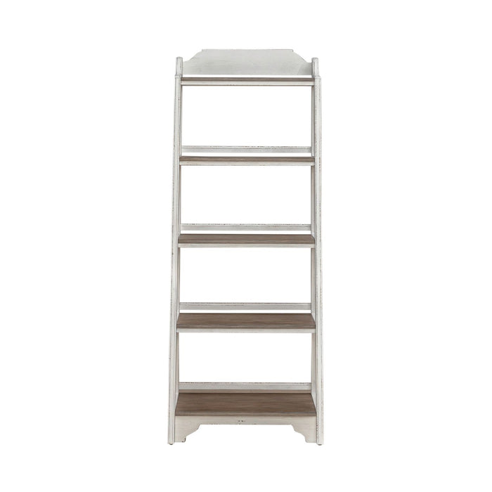 Magnolia Manor Leaning Pier Bookcase in Antique White & Weathered Bark - Furniture House (VA)