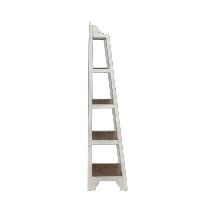 Magnolia Manor Leaning Pier Bookcase in Antique White & Weathered Bark - Furniture House (VA)