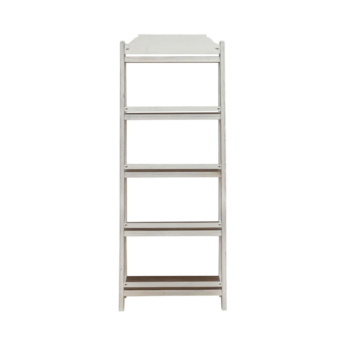 Magnolia Manor Leaning Pier Bookcase in Antique White & Weathered Bark - Furniture House (VA)