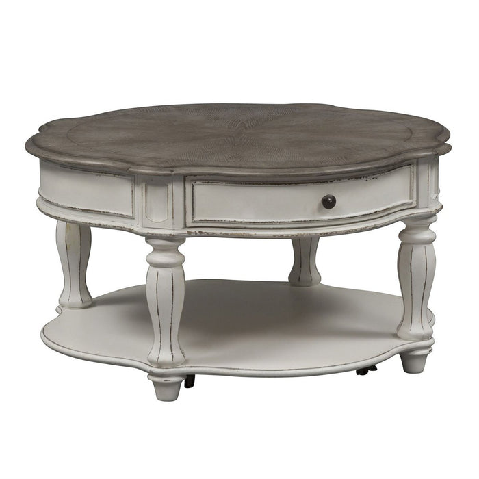 Liberty Magnolia Manor Round Cocktail Table in Antique White