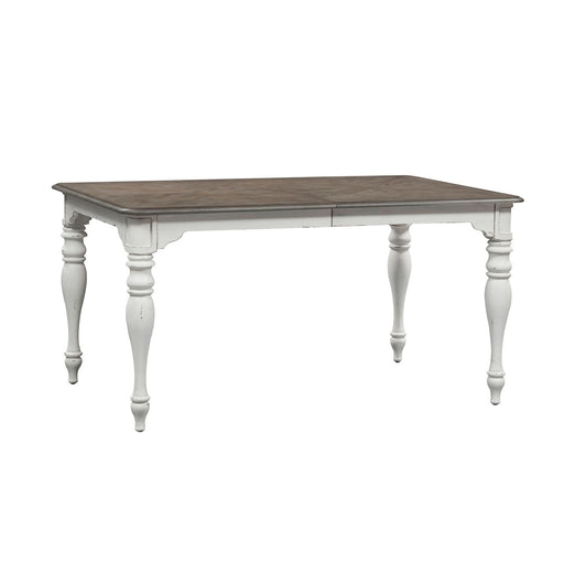 Magnolia Manor Leg Table in Antique White Base w/ Weathered Bark Tops - Furniture House (VA)