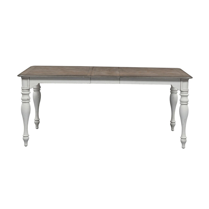 Magnolia Manor Leg Table in Antique White Base w/ Weathered Bark Tops - Furniture House (VA)