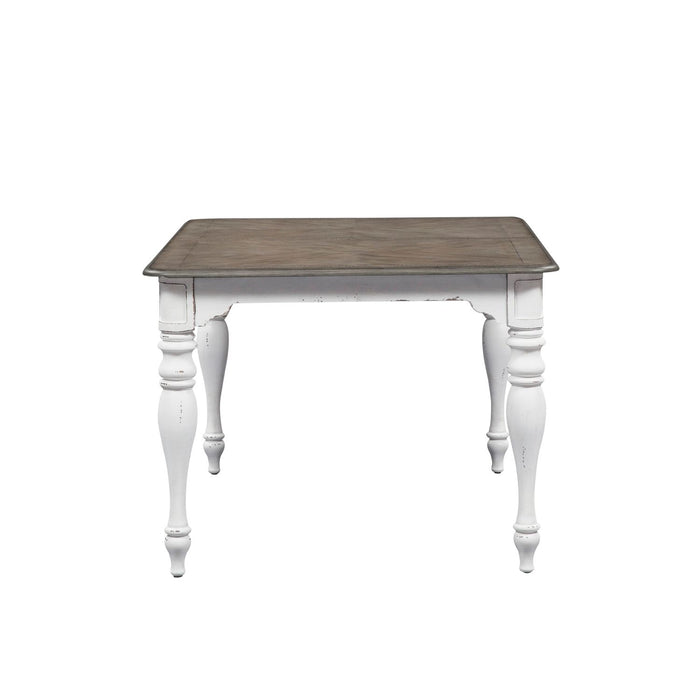 Magnolia Manor Leg Table in Antique White Base w/ Weathered Bark Tops - Furniture House (VA)