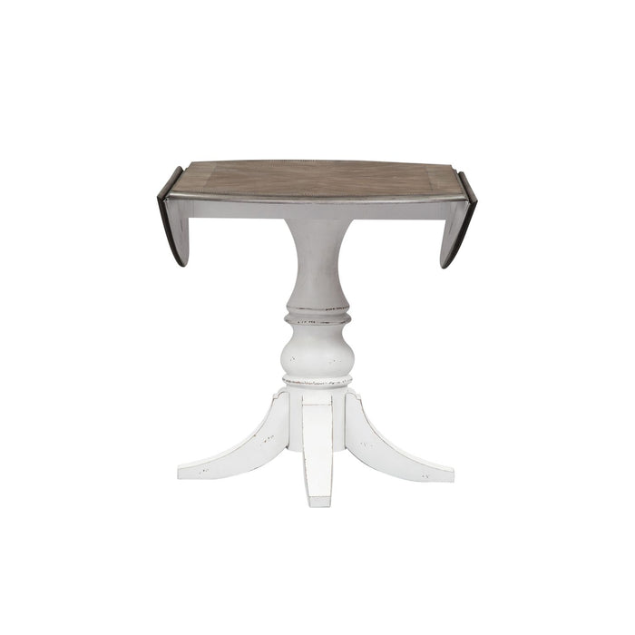 Magnolia Manor Drop Leaf Table in Antique White Base w/ Weathered Bark Tops - Furniture House (VA)