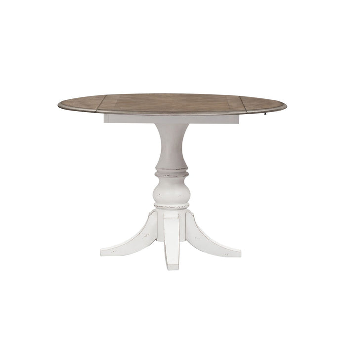 Magnolia Manor Drop Leaf Table in Antique White Base w/ Weathered Bark Tops - Furniture House (VA)