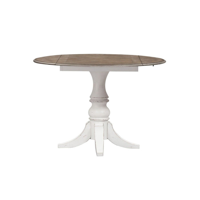Liberty Furniture Magnolia Manor Drop Leaf Table in Antique White Base w/ Weathered Bark Tops image