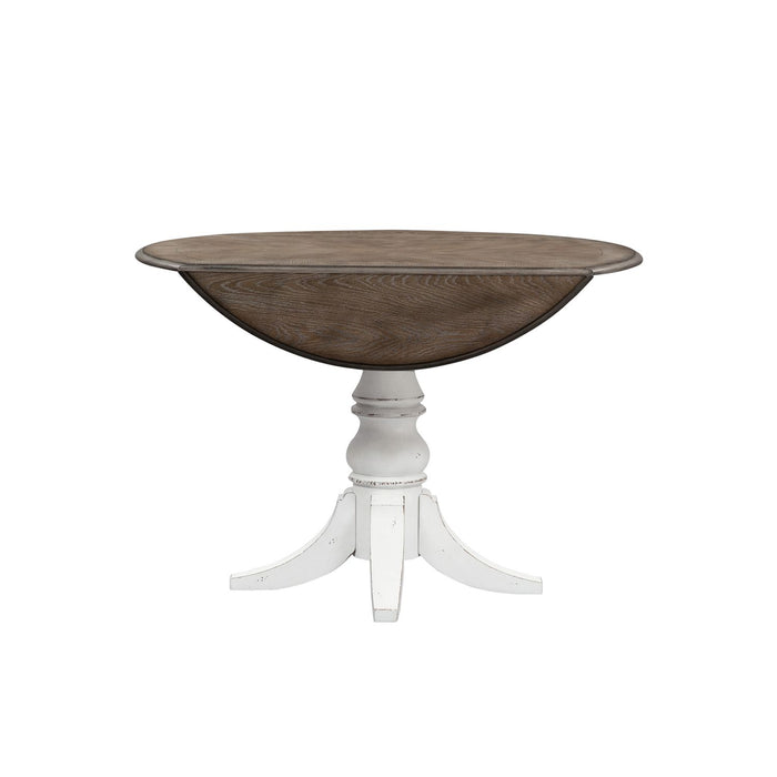 Magnolia Manor Drop Leaf Table in Antique White Base w/ Weathered Bark Tops - Furniture House (VA)
