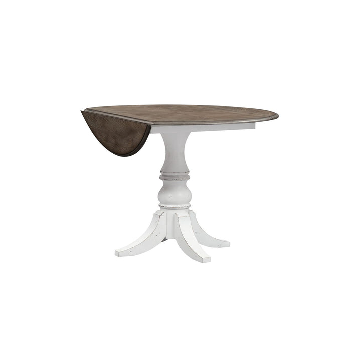Magnolia Manor Drop Leaf Table in Antique White Base w/ Weathered Bark Tops - Furniture House (VA)